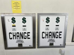 Change machines inside laundromat