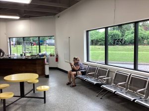 Laundromat seating area